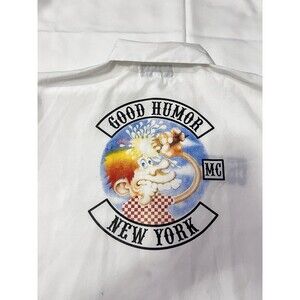 RARE VTG Grateful Dead X Good Humor Ice Cream Kid Graphic White Button up Sz L